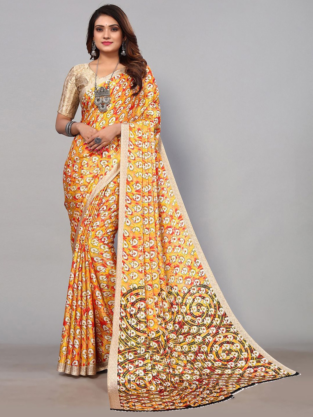 

KALINI Ethnic Motifs Printed Saree, Yellow
