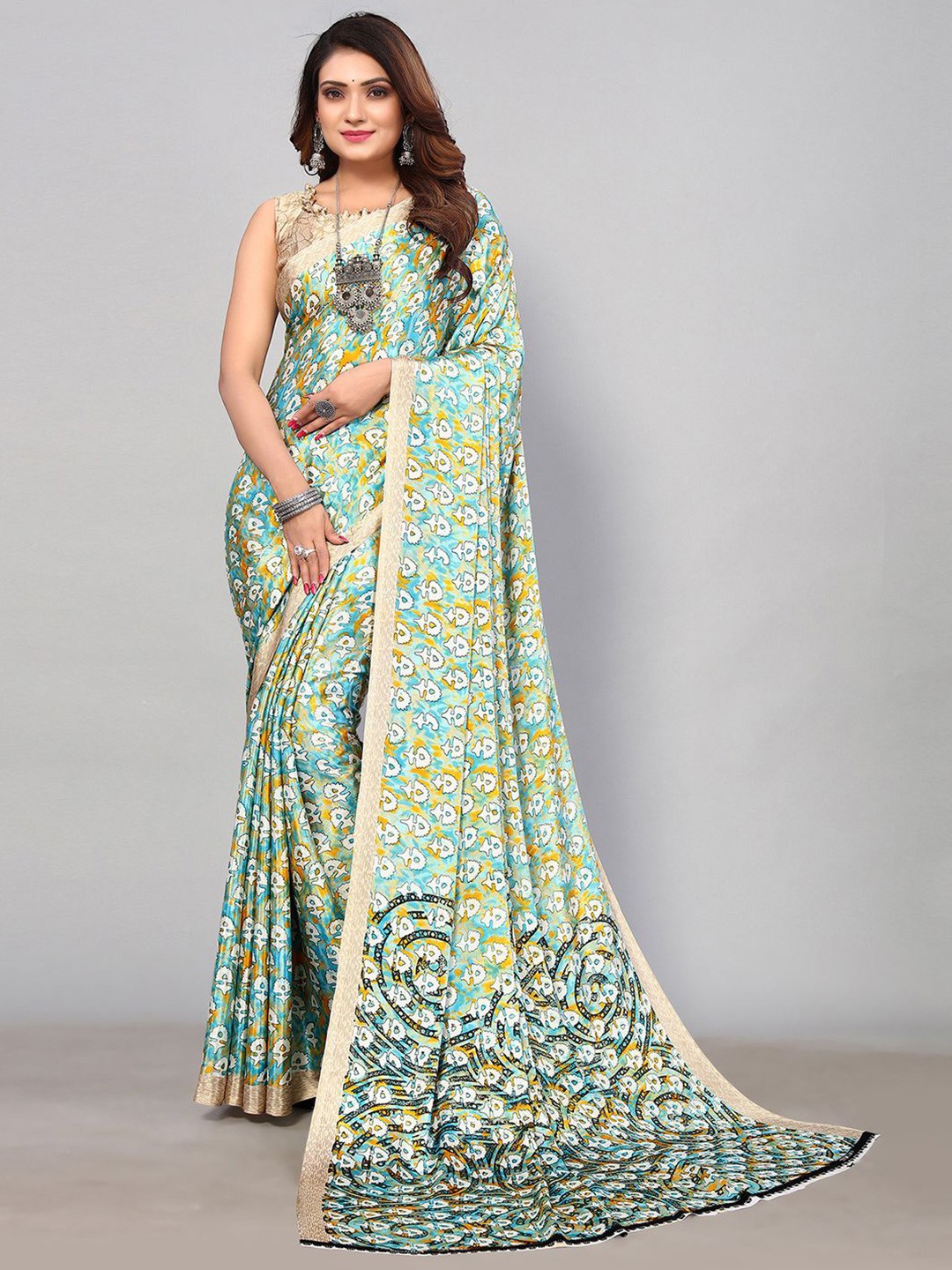

KALINI Ethnic Printed Saree, Yellow