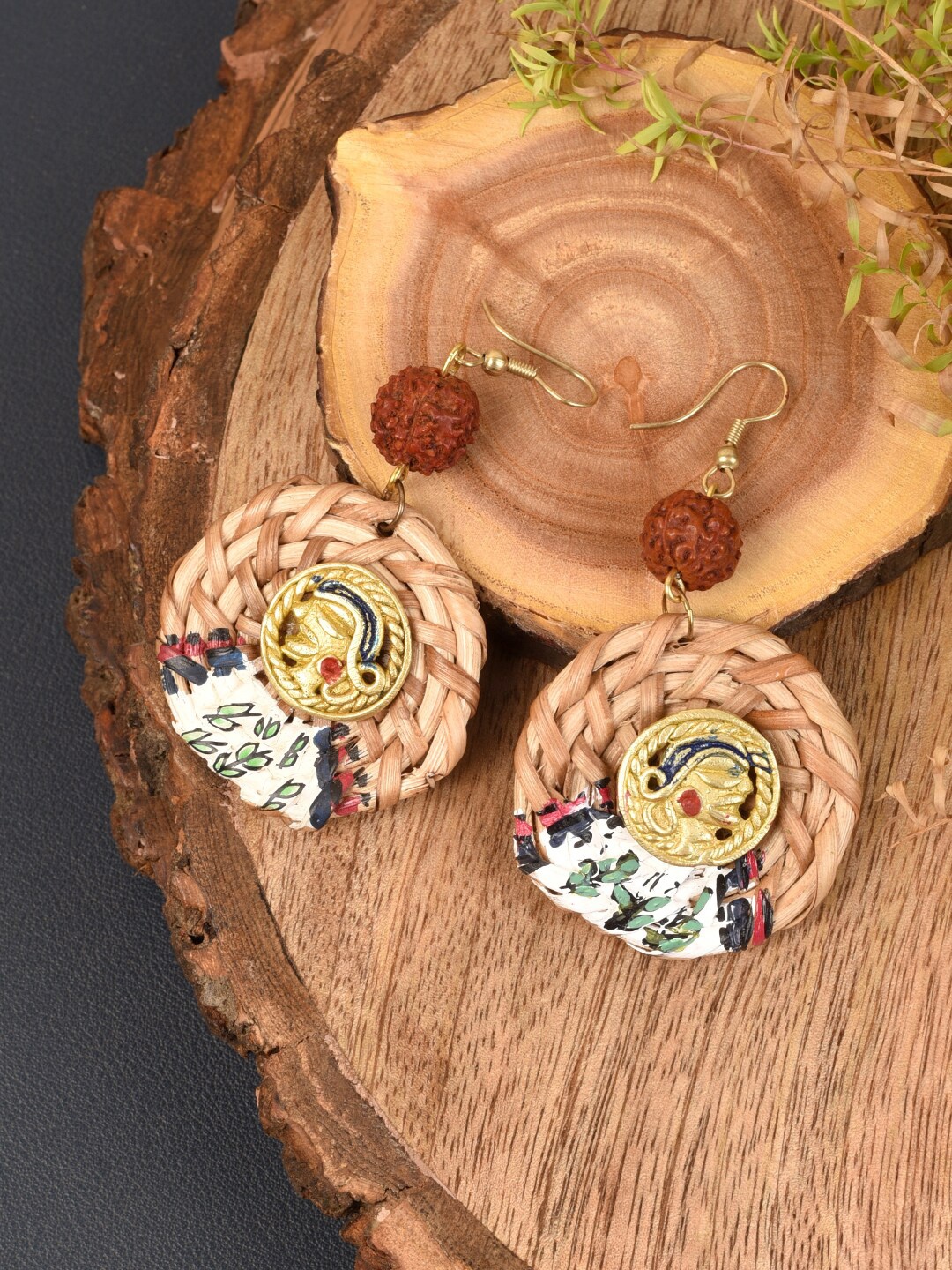 

AAKRITI ART CREATIONS Circular Drop Earrings, Peach