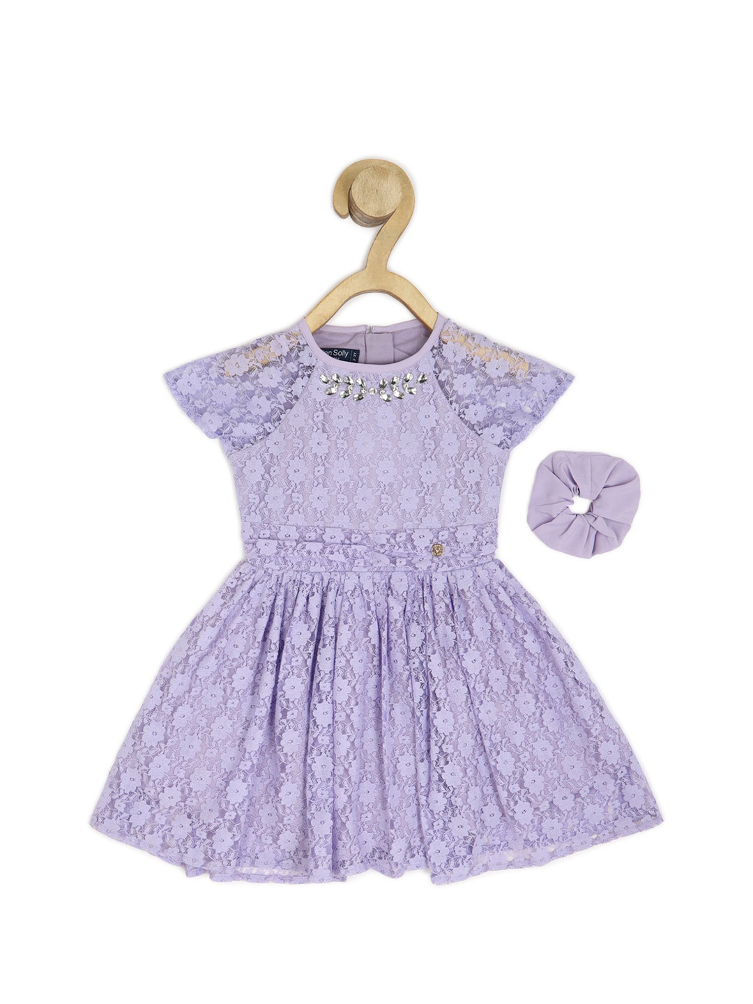 

Allen Solly Junior Infants Girls Self Design Schiffli Fit & Flare Dress, Purple