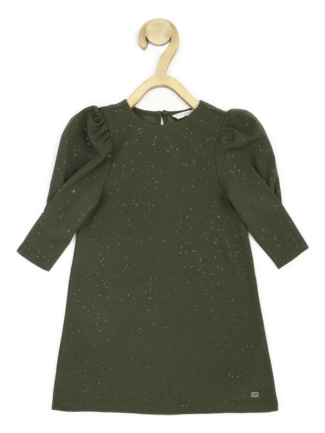 

Peter England Girls Self Design Sparkly A-Line Mini Dress, Olive