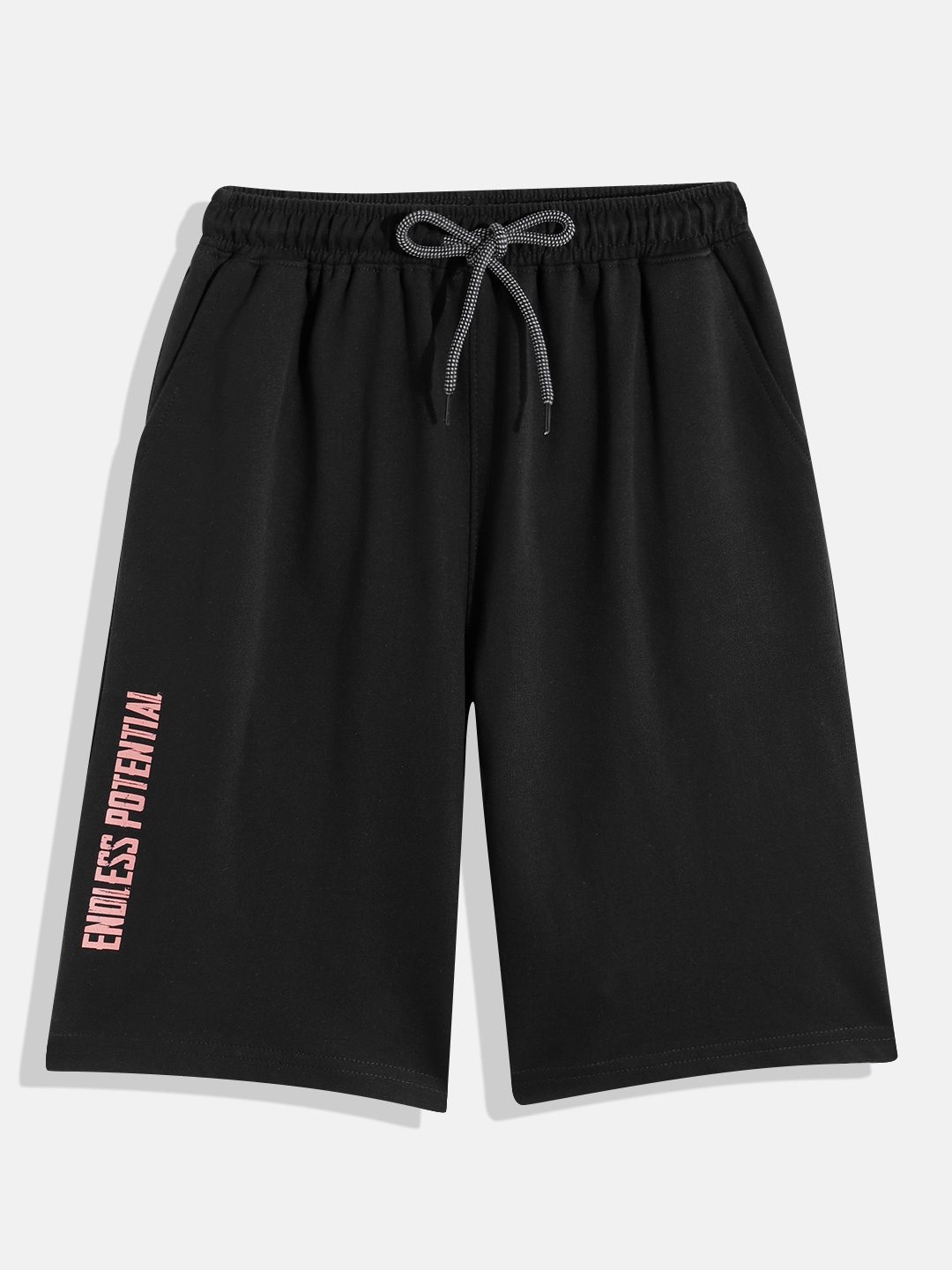 

HERE&NOW Boys Typography Printed Shorts, Black