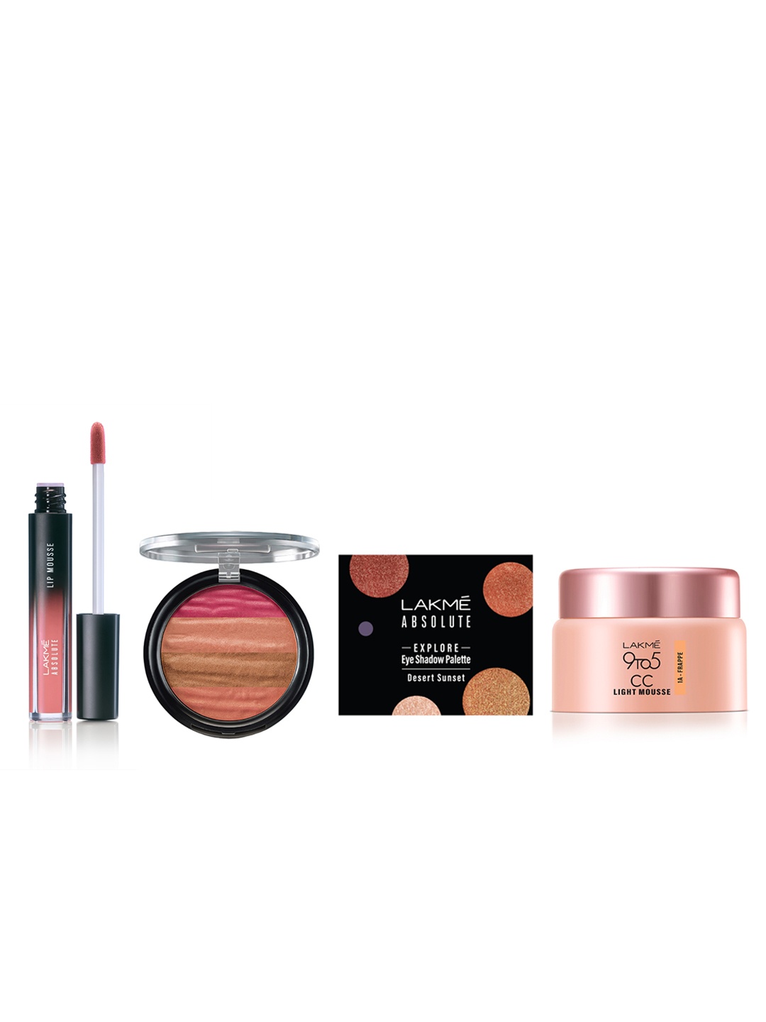 

Lakme Makeup Gift Set - Mousse 25g + Eyeshadow 10g + Lipstick 4.6g + Blush 10g, Pink