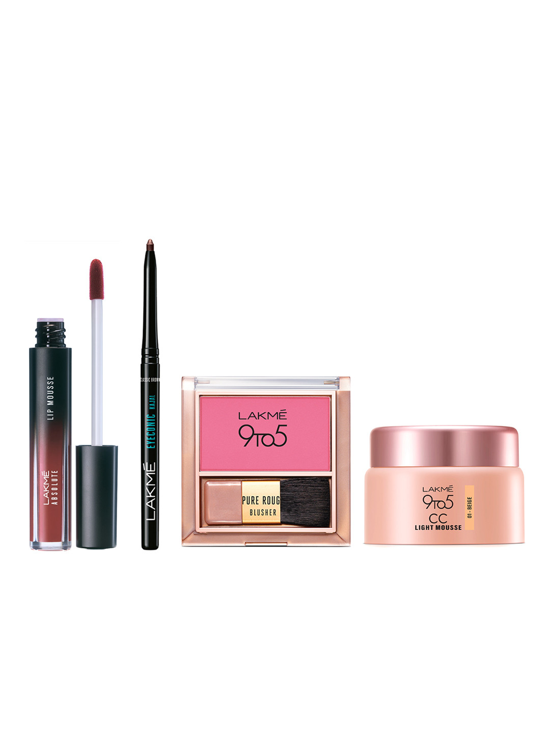 

Lakme Makeup Gift Set - Lipstick + Kajal + Blush + CC Cream, Brown
