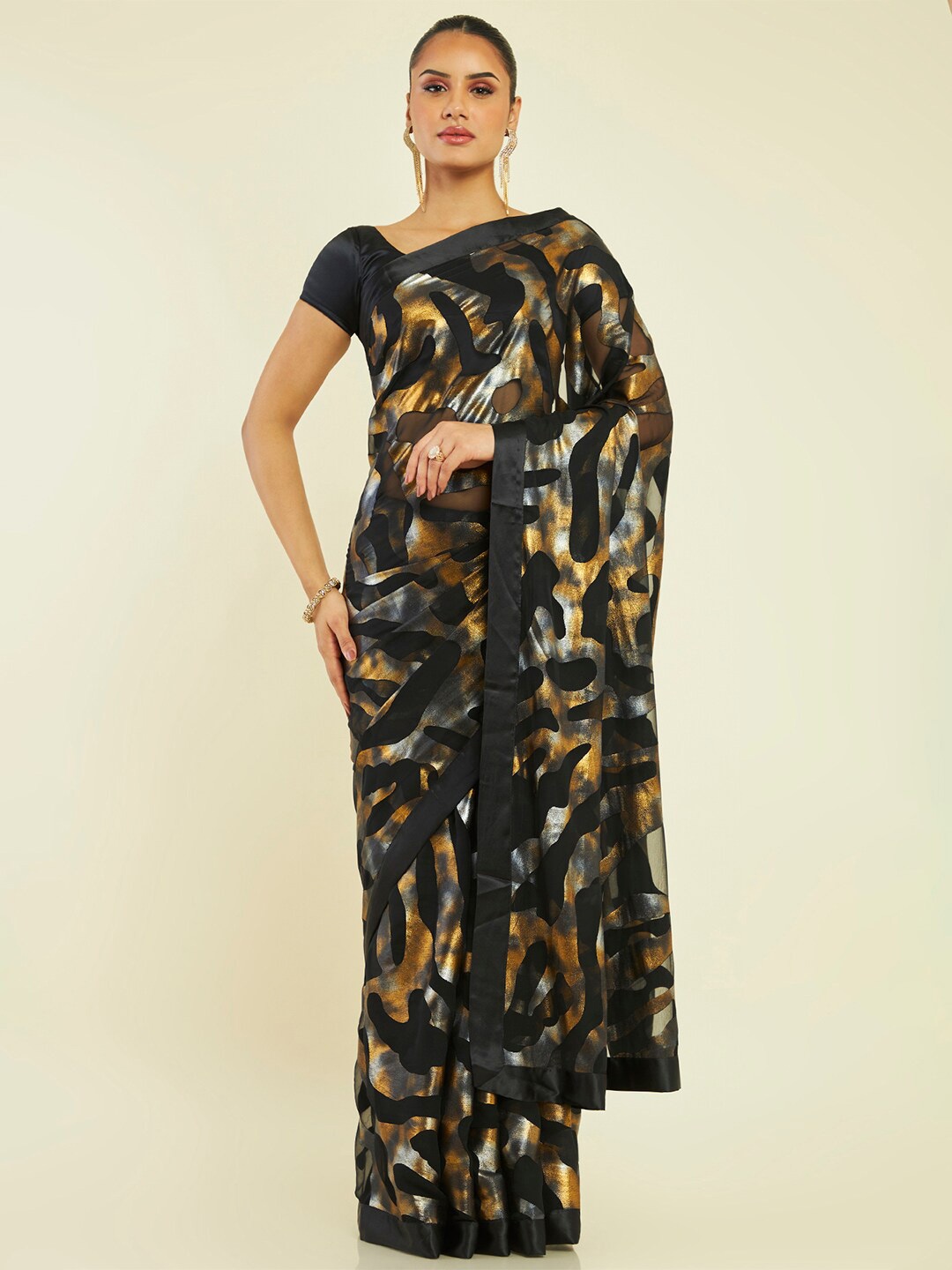 

Soch Abstract Printed Pure Georgette Saree, Black