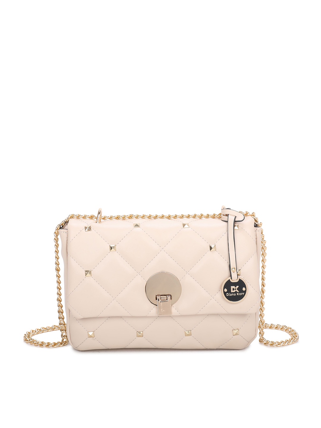 

Diana Korr Women Textured PU Structured Sling Bag with Quilted, Off white
