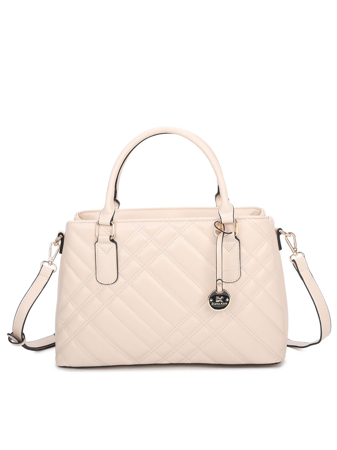 

Diana Korr Textured PU Structured Handheld Bag With Quilted, Beige