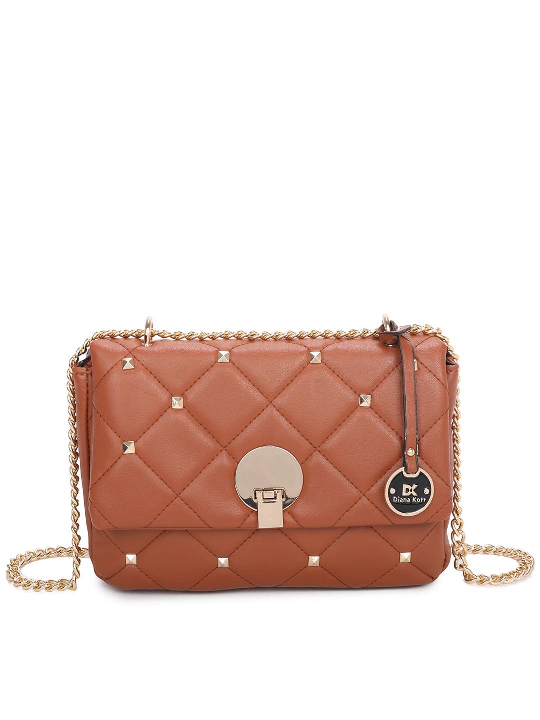

Diana Korr Embellished PU Structured Sling Bag, Peach