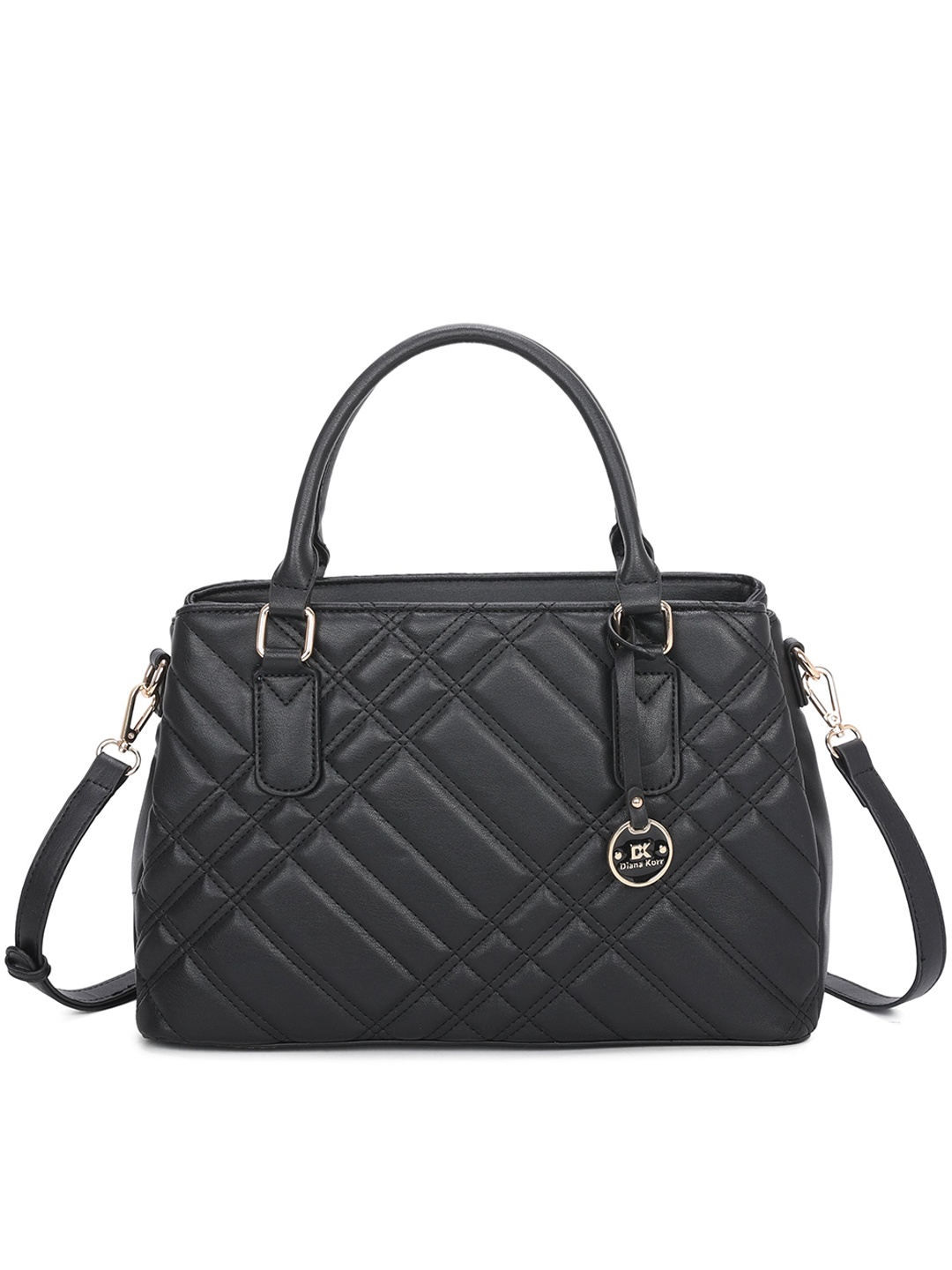 

Diana Korr Textured Handheld Bag With Quilted, Black