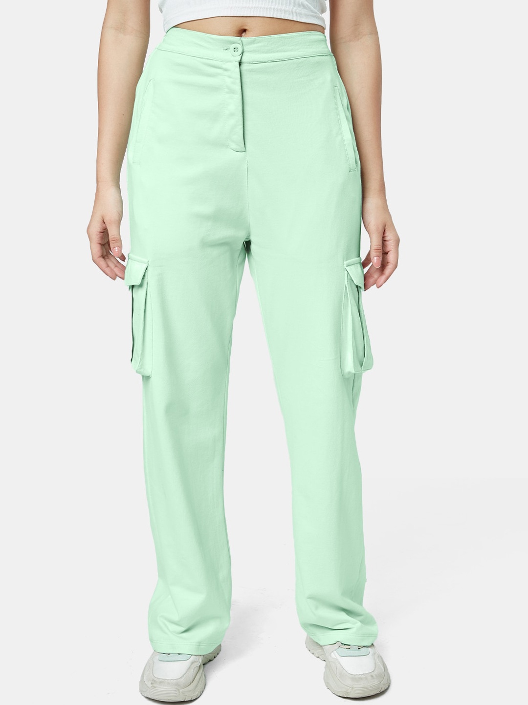 

The Souled Store Women Regular Fit Mid-Rise Cargos, Green