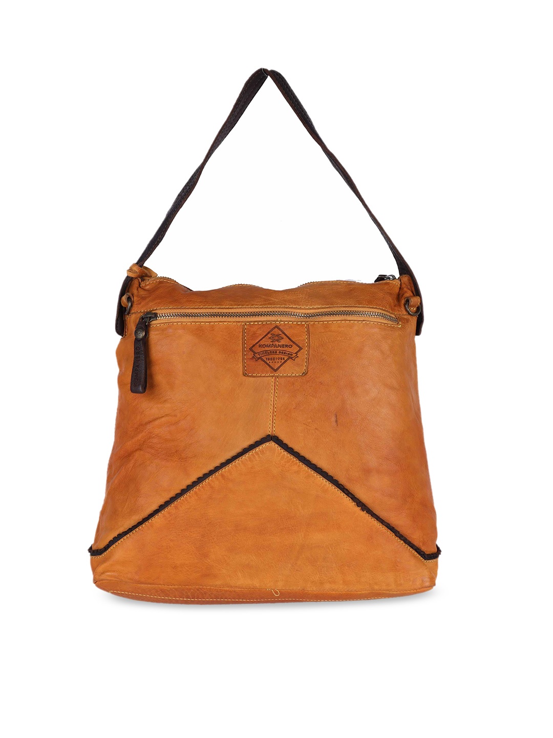 

KOMPANERO Women Embellished Leather Oversized Bucket Hobo Bag With Cut Work, Yellow