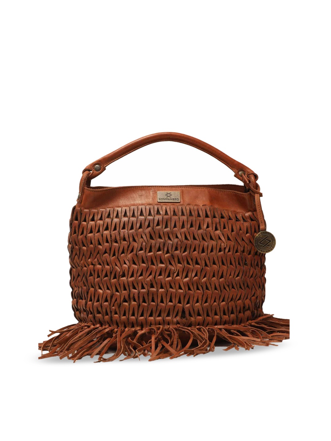 

KOMPANERO Structured Handheld Bag with Tasselled, Tan