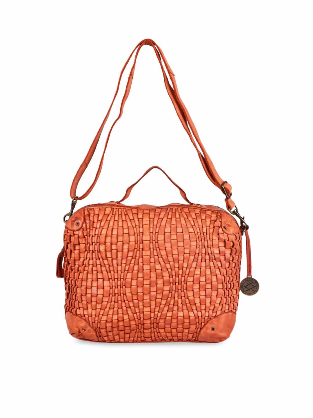 

KOMPANERO Women Textured Leather Shoulder Bag, Tan