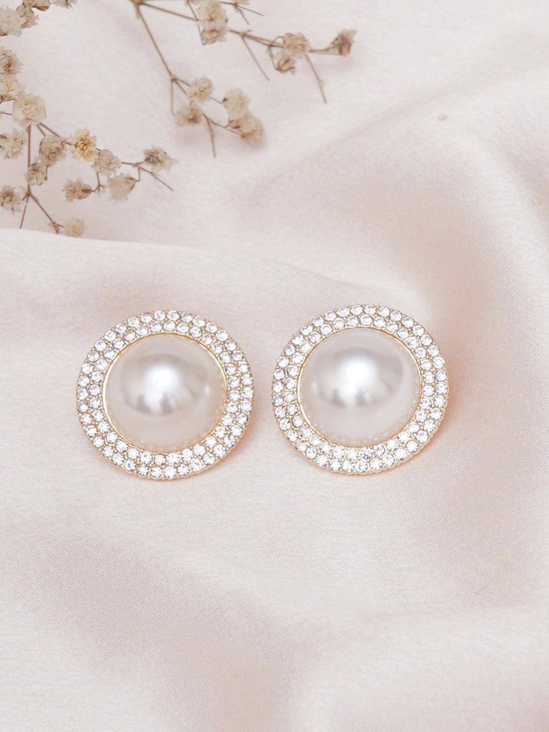 

Klissaa Gold-Plated Contemporary Studs Earrings, White