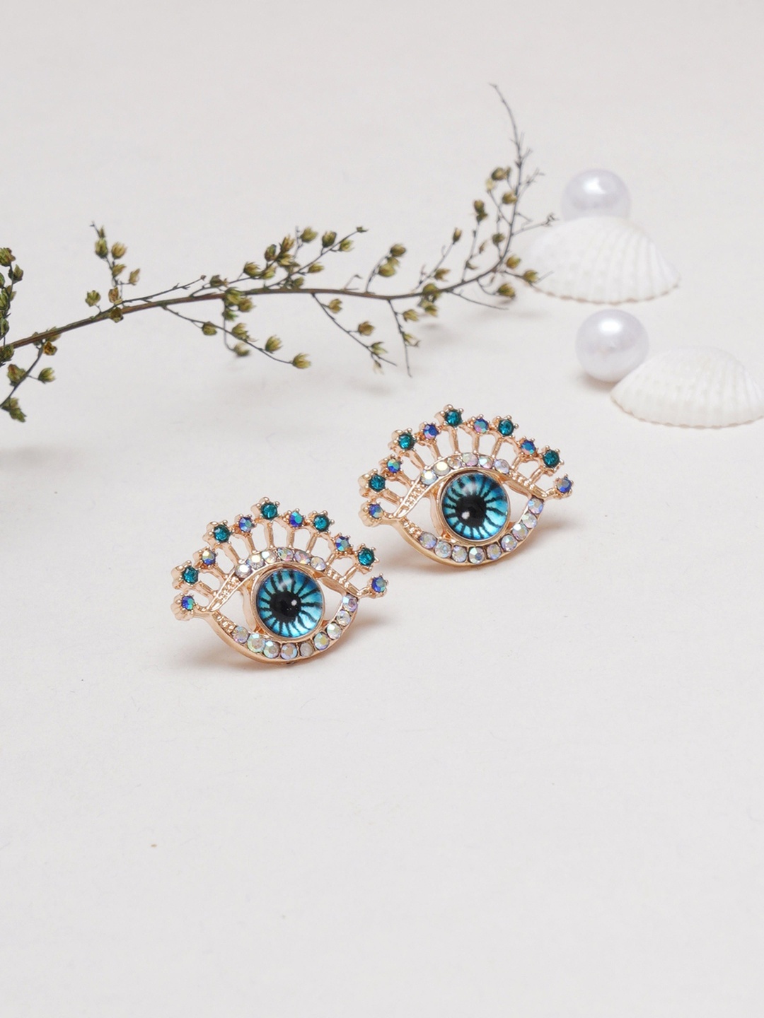 

Klissaa Gold-Plated Contemporary Studs Earrings, White