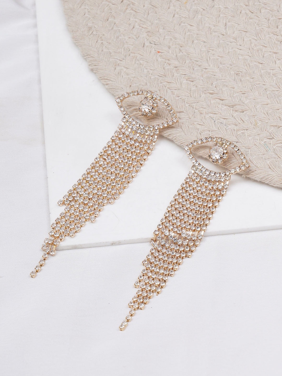 

Klissaa Gold-Plated Contemporary Drop Earrings, White