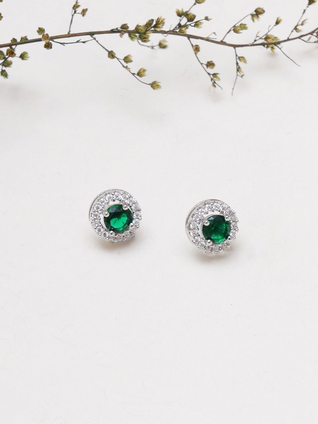 

Klissaa Gold-Plated Contemporary Studs Earrings, Green