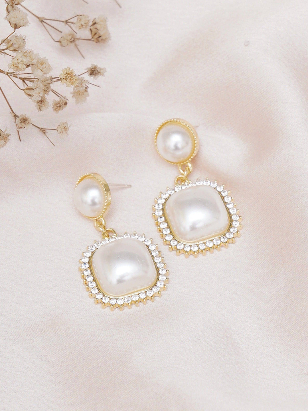

Klissaa Gold-Plated Contemporary Drop Earrings
