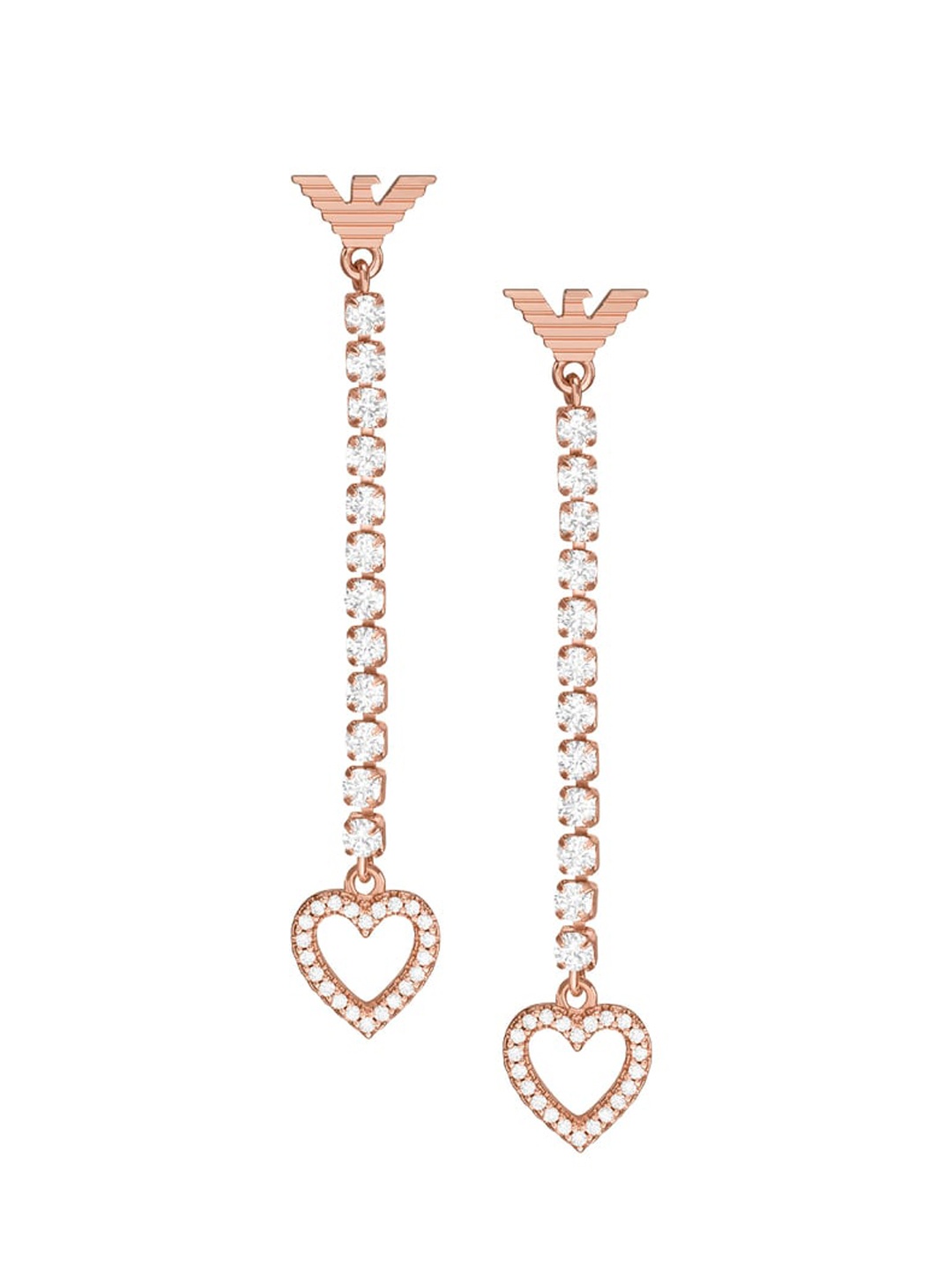 

Emporio Armani Rose Gold-Plated Heart Shaped Drop Earrings, White