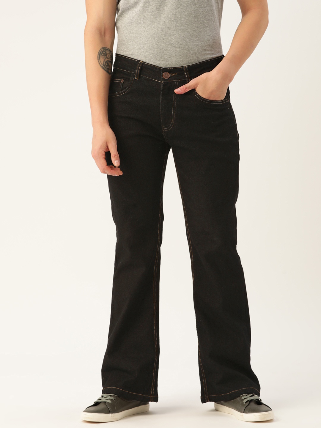 

PARIS HAMILTON Bootcut Stretchable Jeans, Black