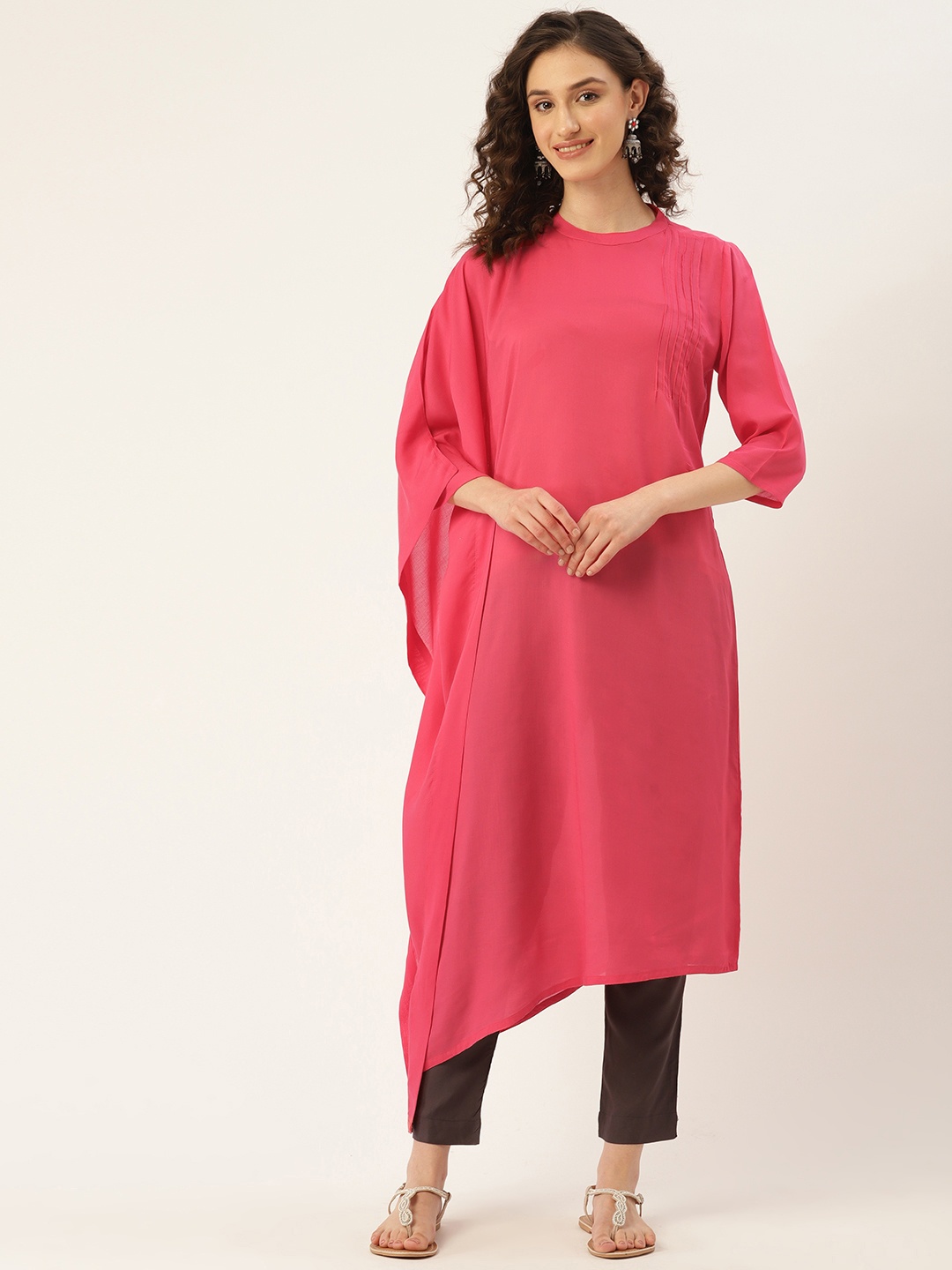 

ZIZO By Namrata Bajaj Flared Sleeves Kaftan Kurta, Pink