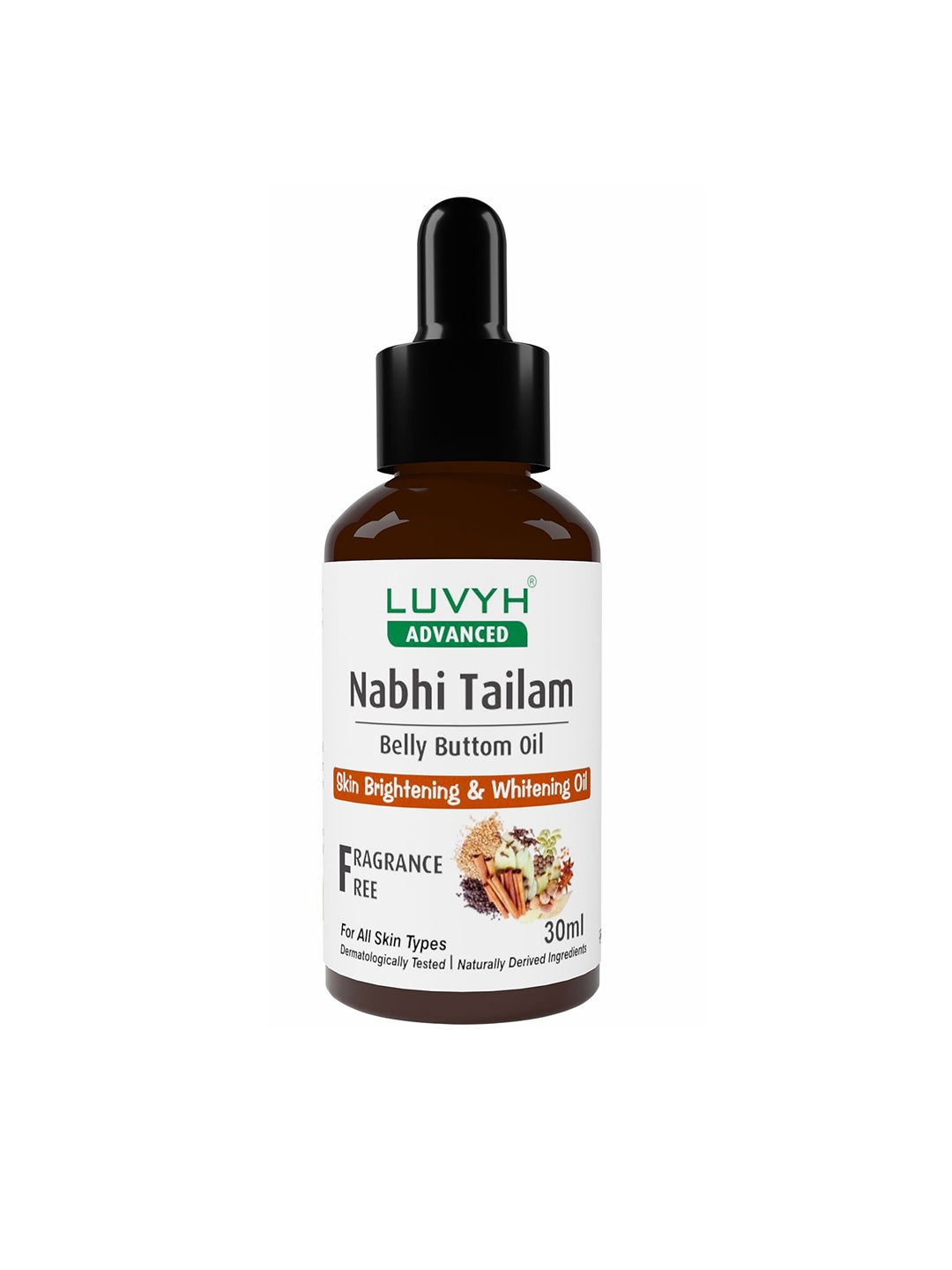 

LUVYH Nabhi Premium & Skin Brightening Oil Sensational Skin - 30ML, White