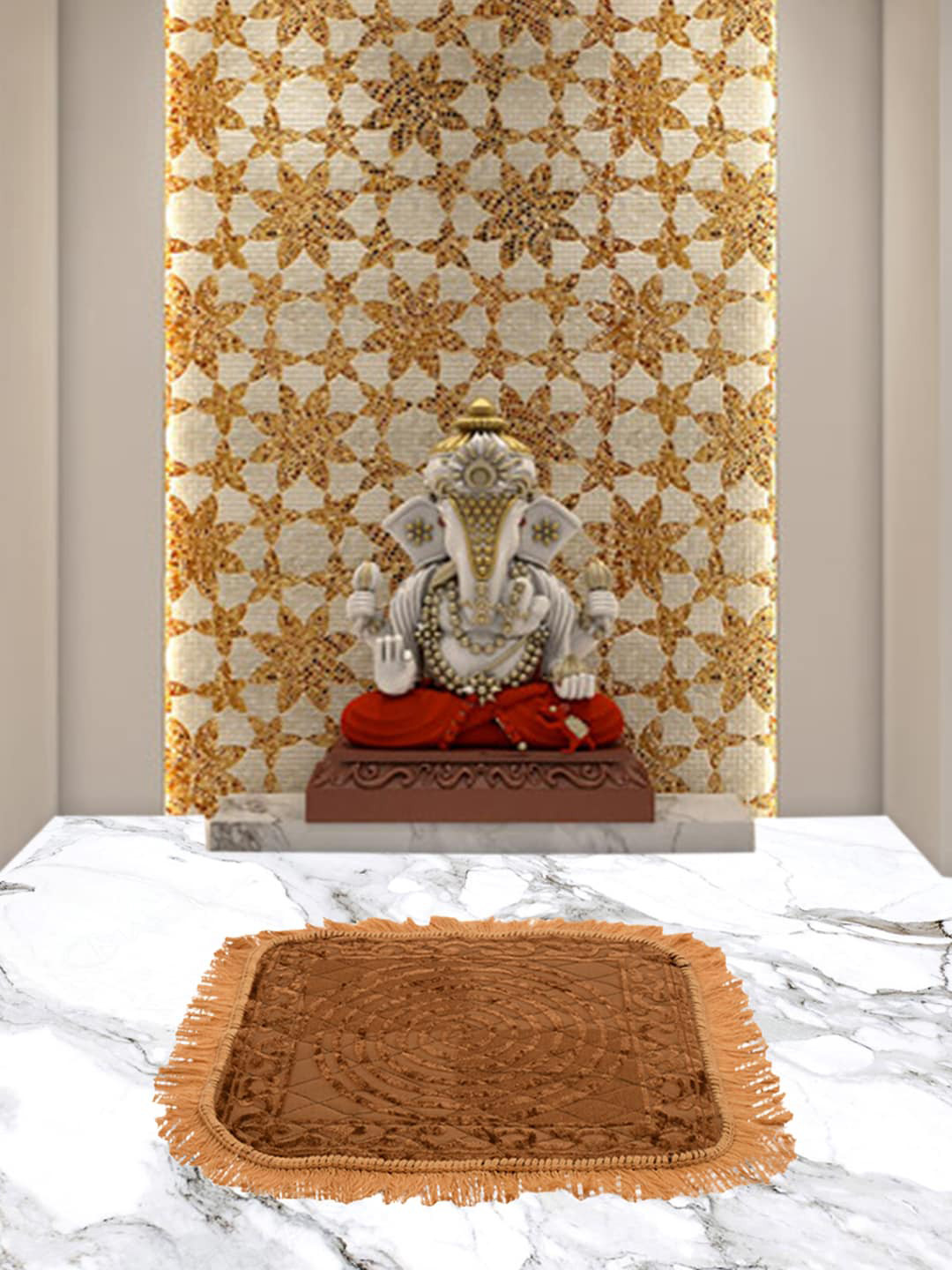 

Kuber Industries Brown Velvet Circle Printed Anti-Skid Meditation Mat