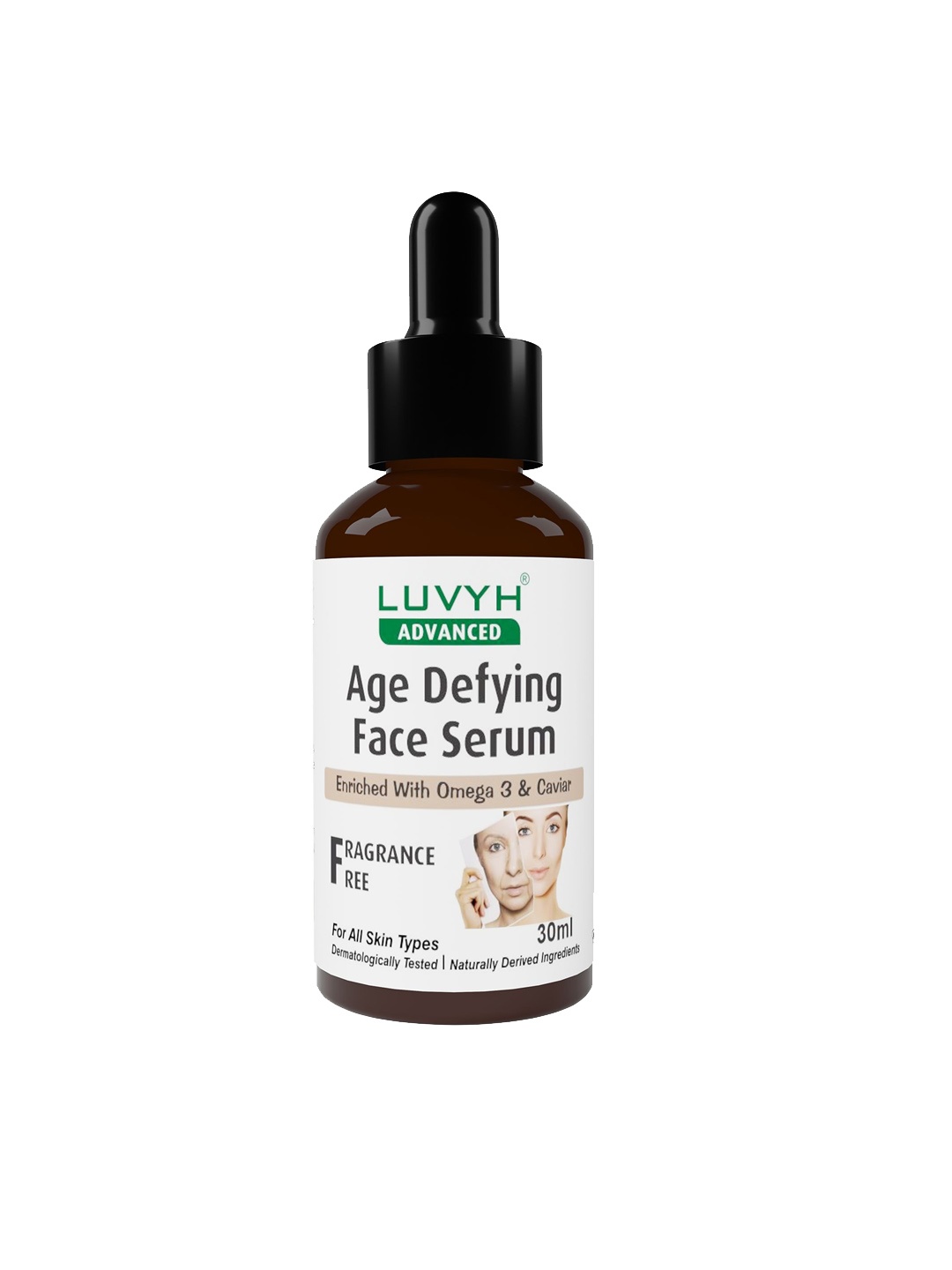 

LUVYH Age Defying Omega 3 & Caviar Fragrance Free Face Serum - 30 ml, White