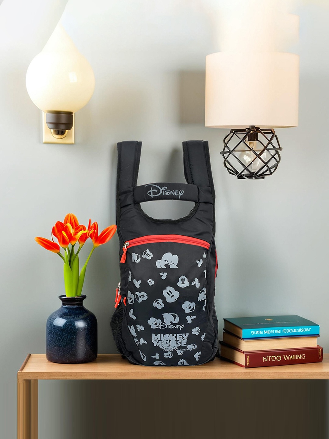 

Kuber Industries Waterproof Disney Mickey Mouse Face Print Backpack, Black