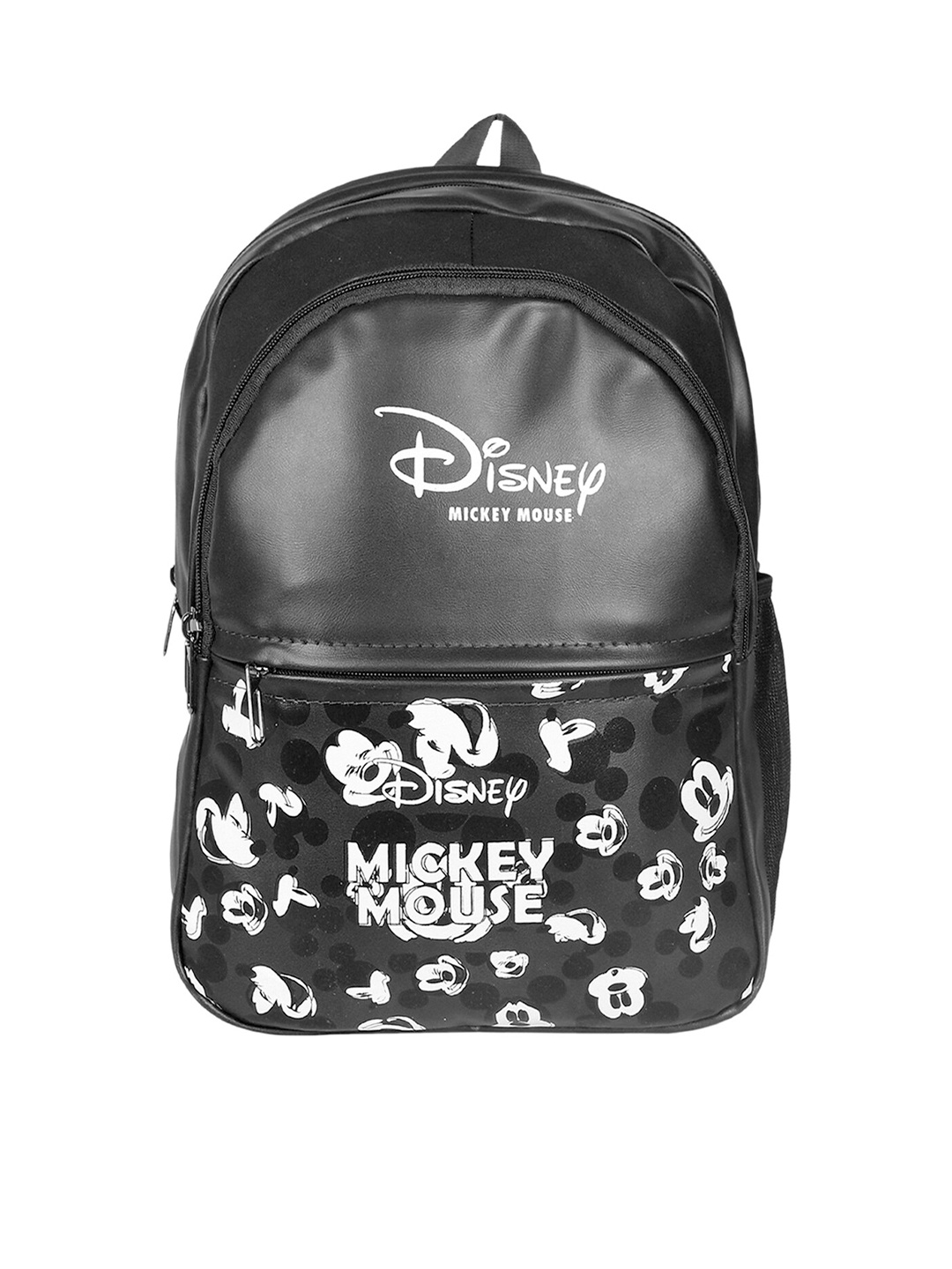 

Kuber Industries Disney Mickey Printed School College Travel Leather Backpack, Black