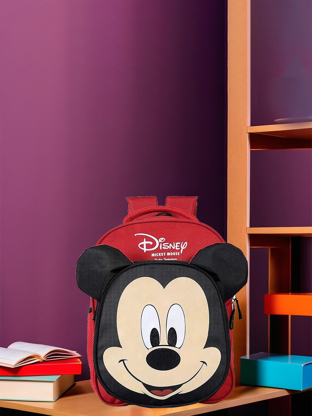 

Kuber Industries Disney Mickey Mouse Print Backpack, Red