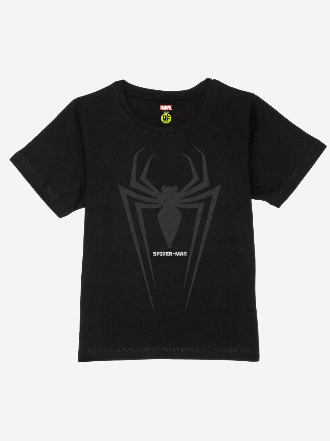 

YK Marvel Boys Spider Man Printed Pure Cotton T-shirt, Black