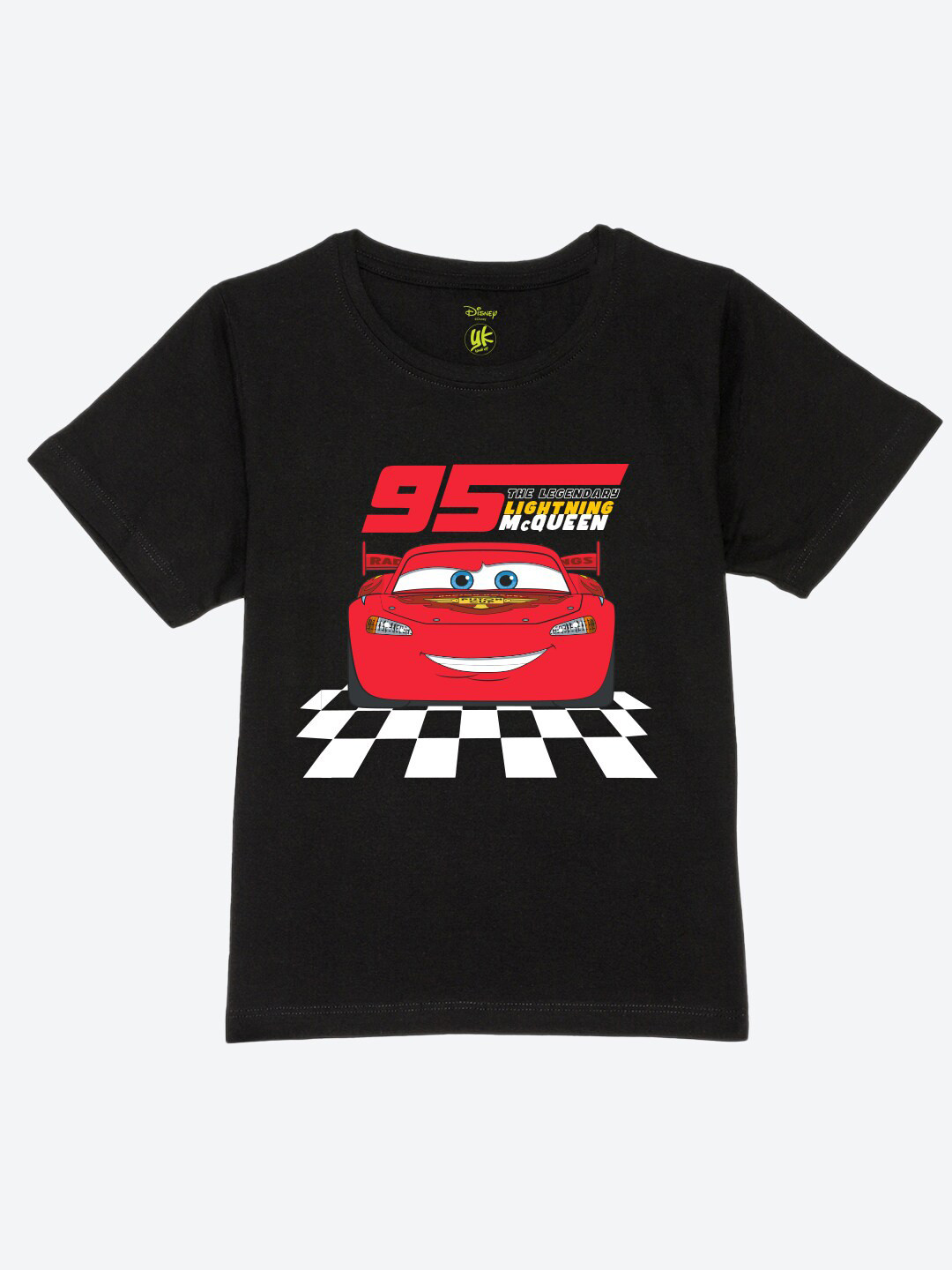 

YK Disney Boys Cars Printed Pure Cotton T-shirt, Black