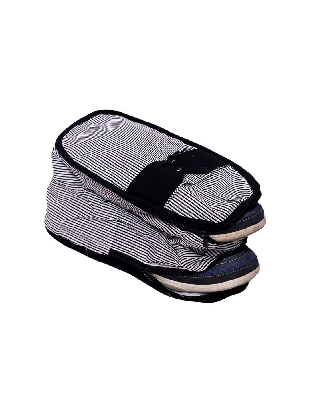 

Kuber Industries Striped Cotton Reusable Shoe Cover, Black