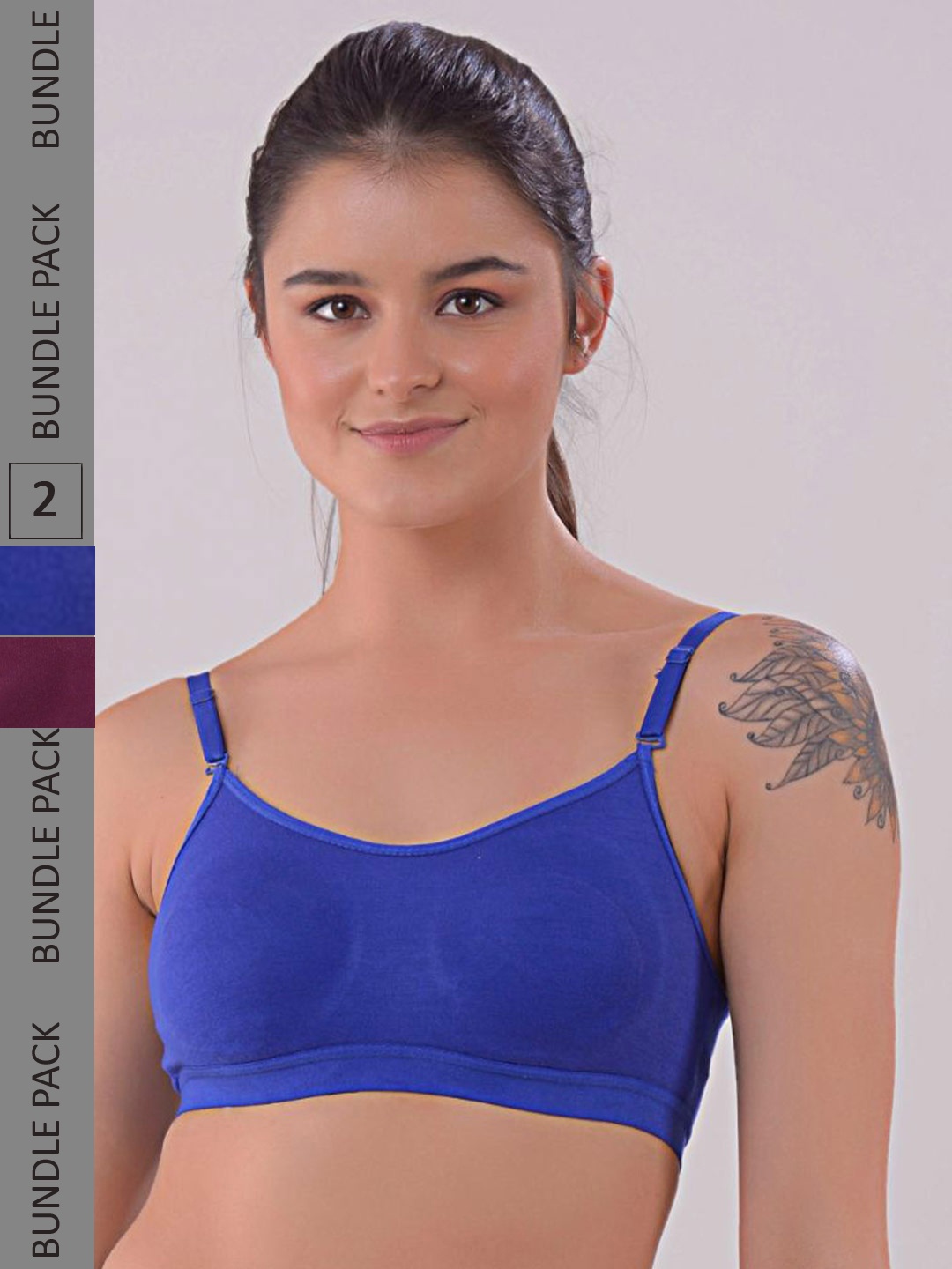 

Apraa & Parma Pack Of 2 Cotton Non Padded Low Support Full Coverage Seamless Slip-On Bra, Maroon