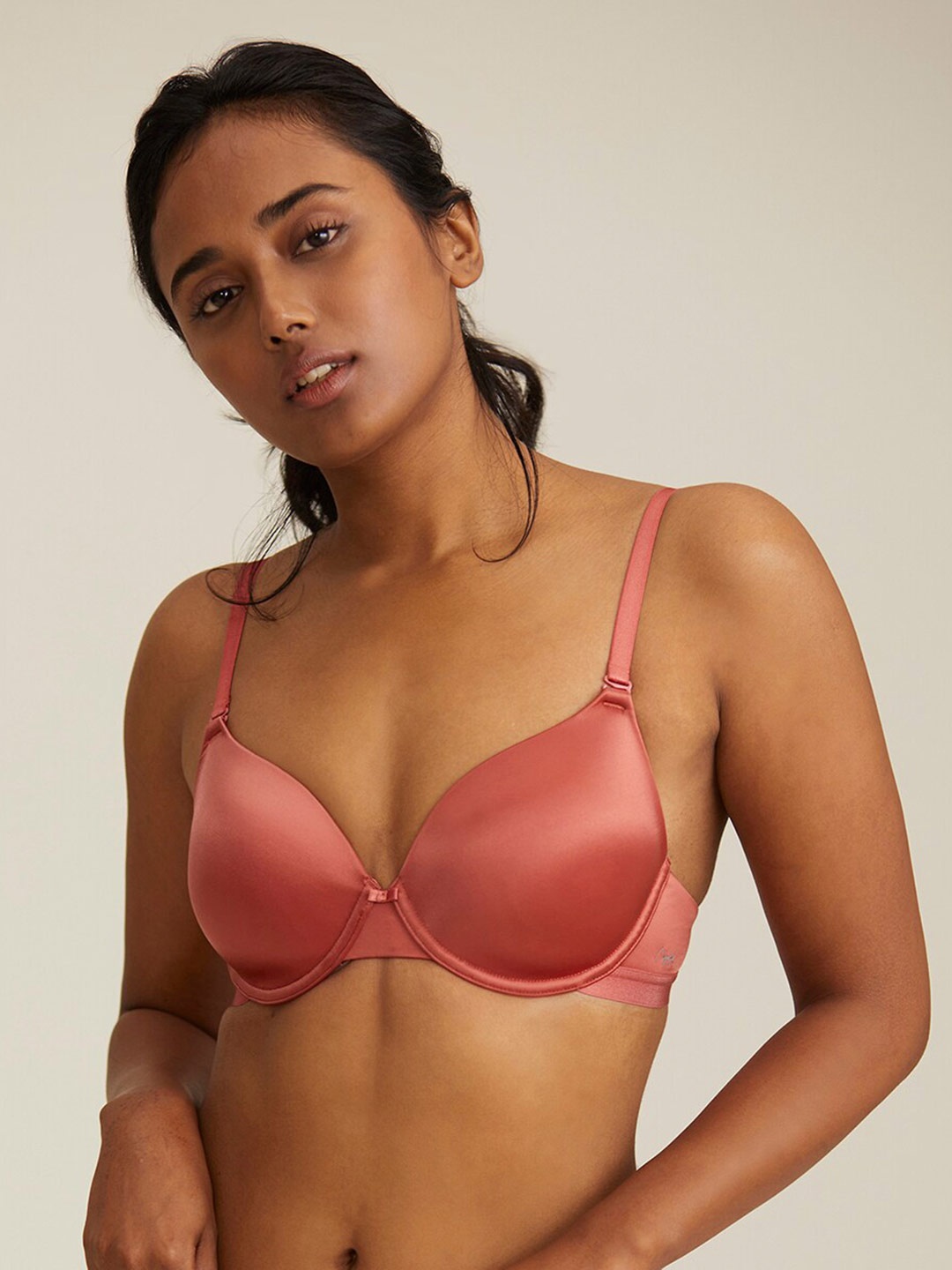 

Nykd Cotton Lightly Padded Medium Coverage High Support Underwired Seamless Bra, Pink