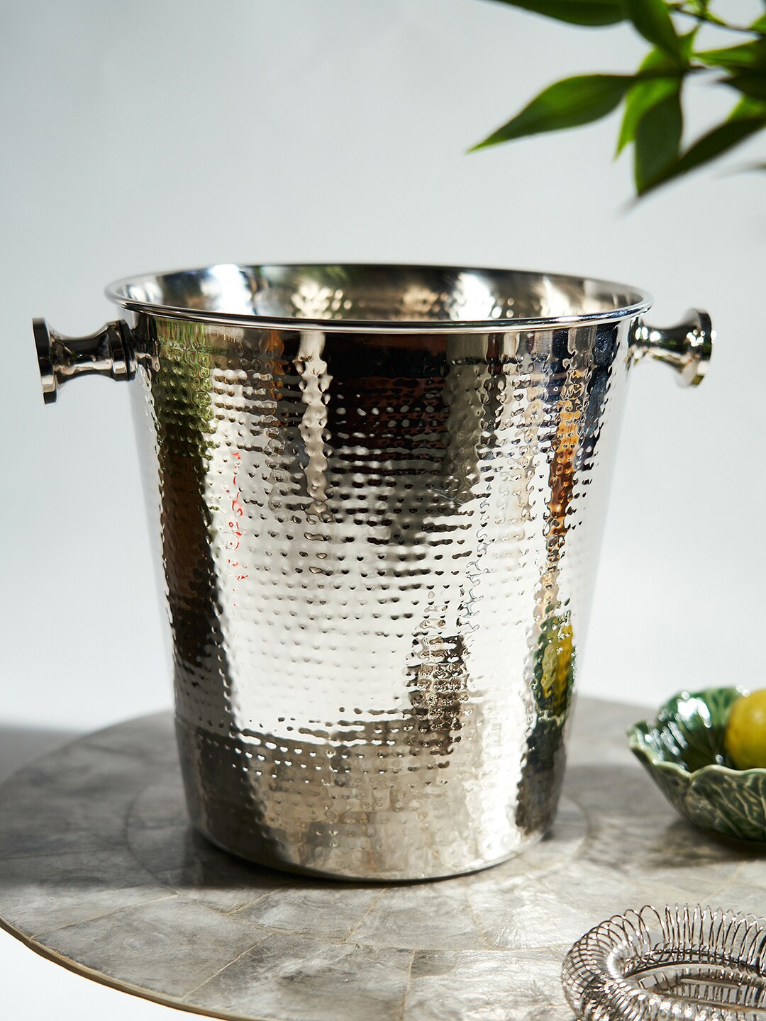 

Pure Home and Living Hammered Metal Ice Bucket, Steel