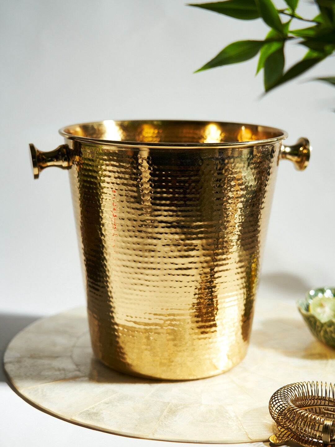 

Pure Home and Living Hammered Metal Ice Bucket, Gold