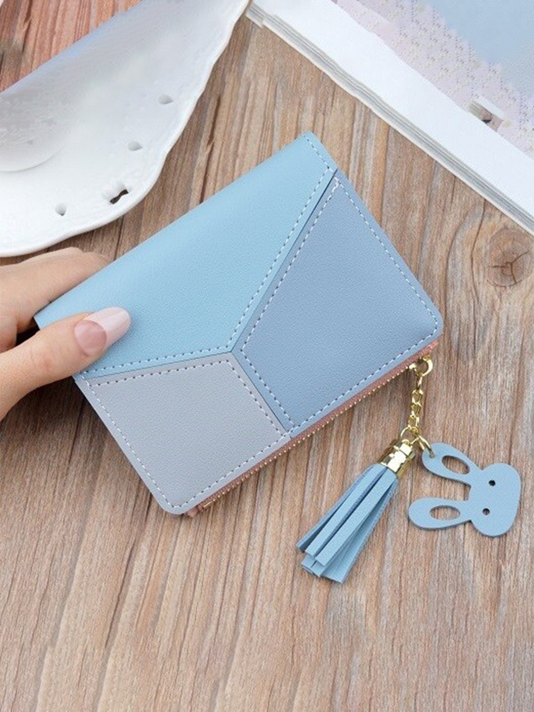 

Alexvyan Women PU Two Fold Wallet, Blue