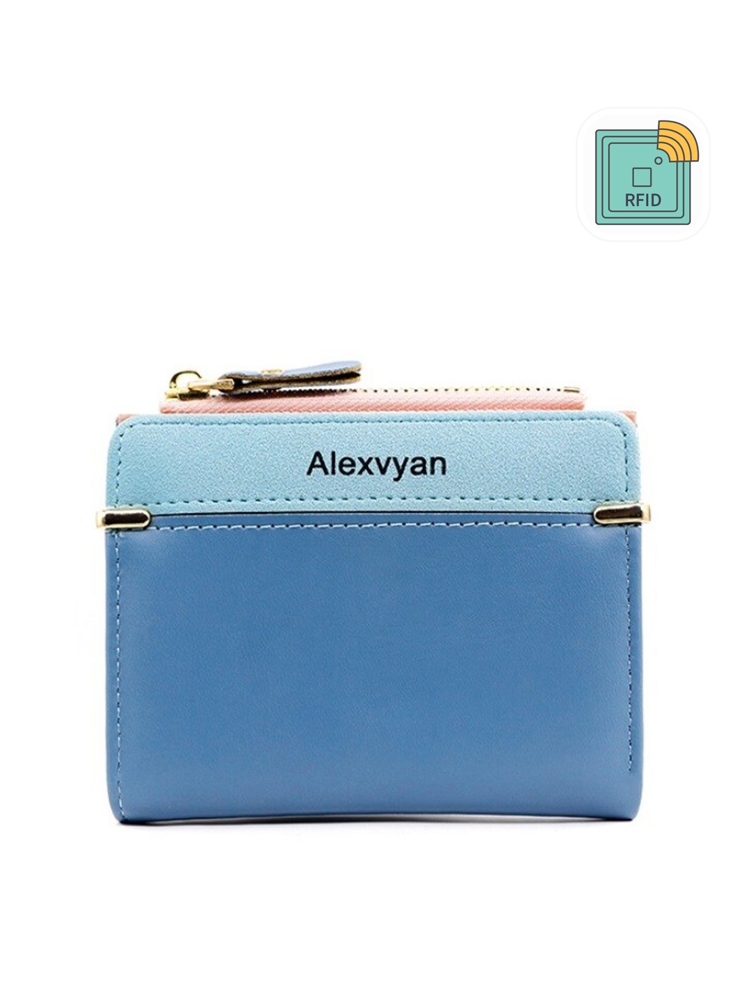 

Alexvyan Women PU Two Fold Wallet, Blue