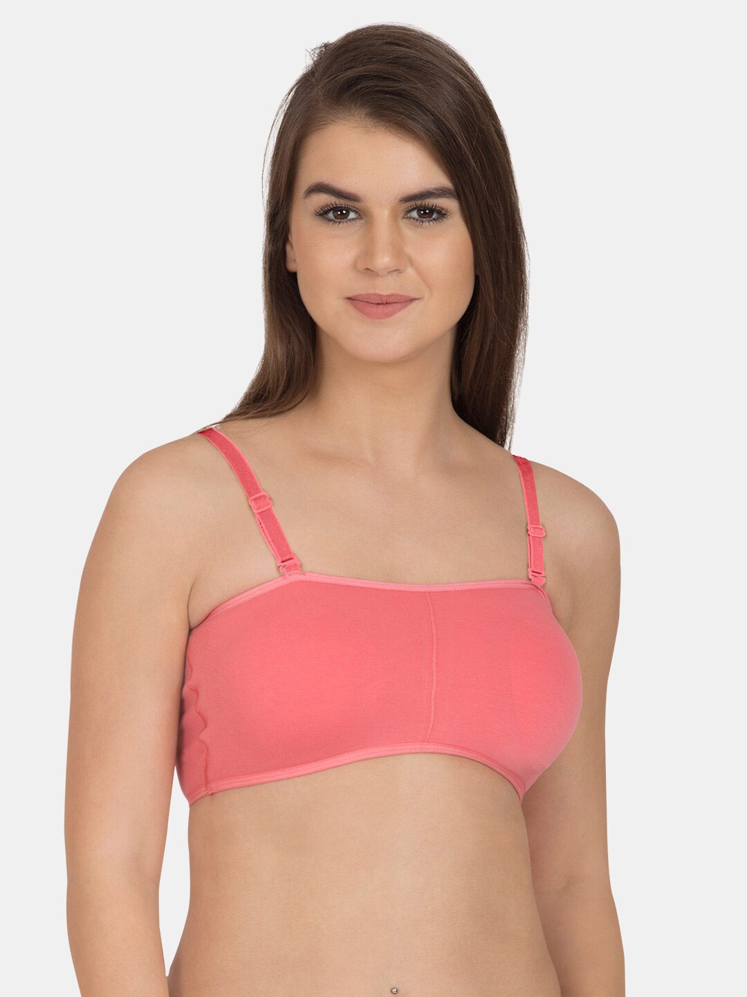 

Tweens Removable Padding Cotton All Day Comfort Seamless Bandeau Bra, Coral