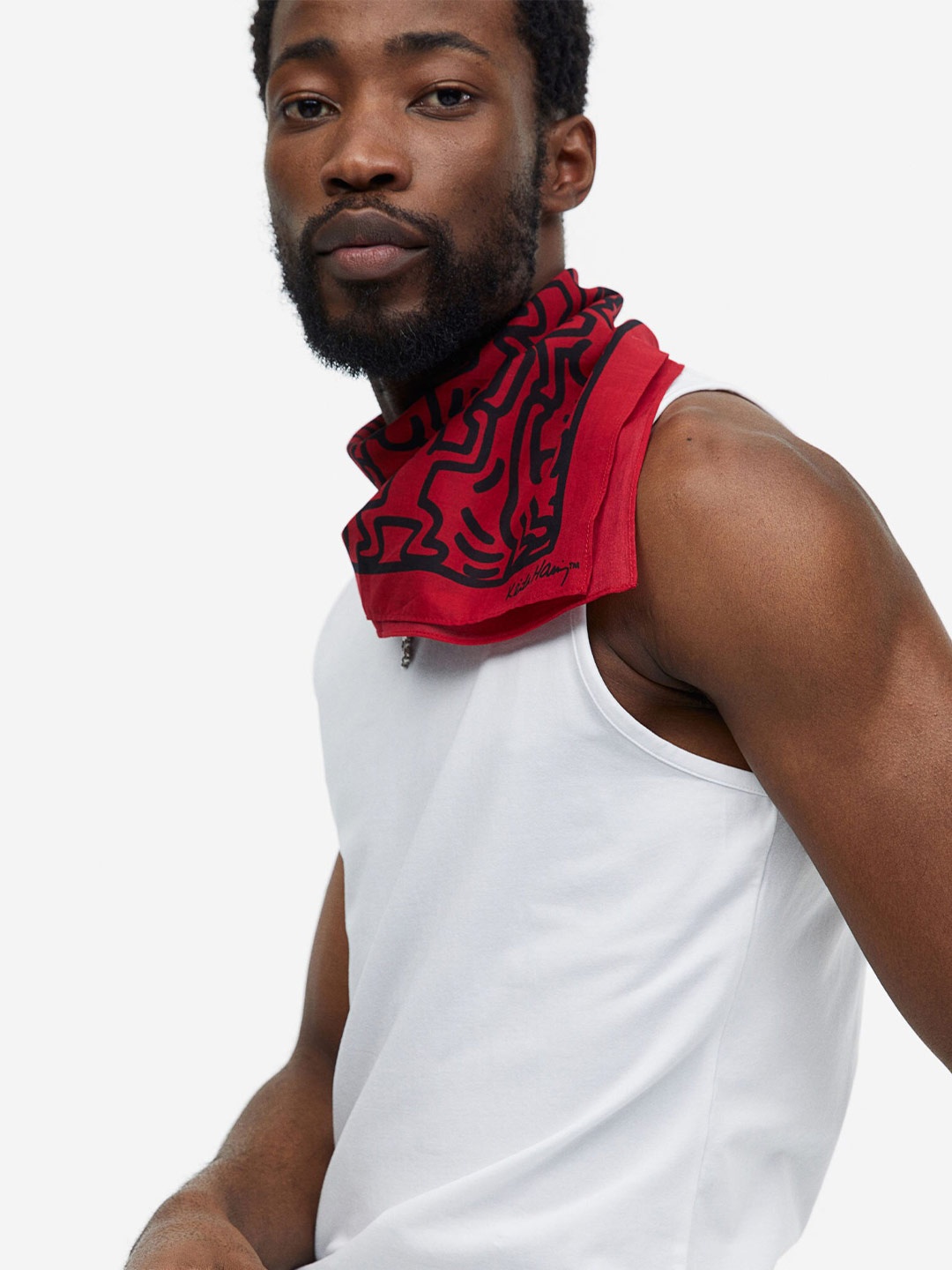 

H&M Men Printed Pure Cotton Scarf, Red