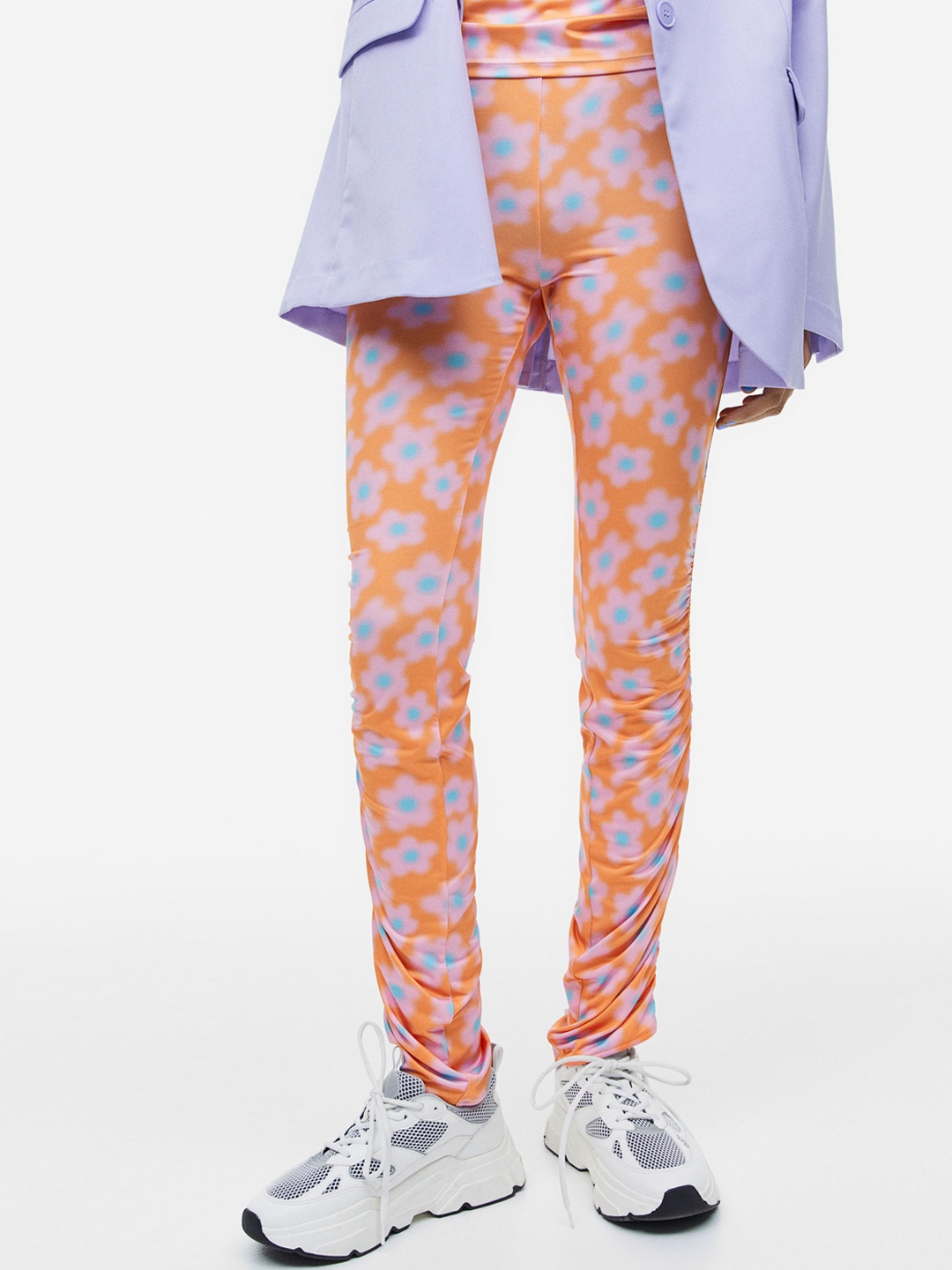 

H&M Women Gathered Leggings, Orange
