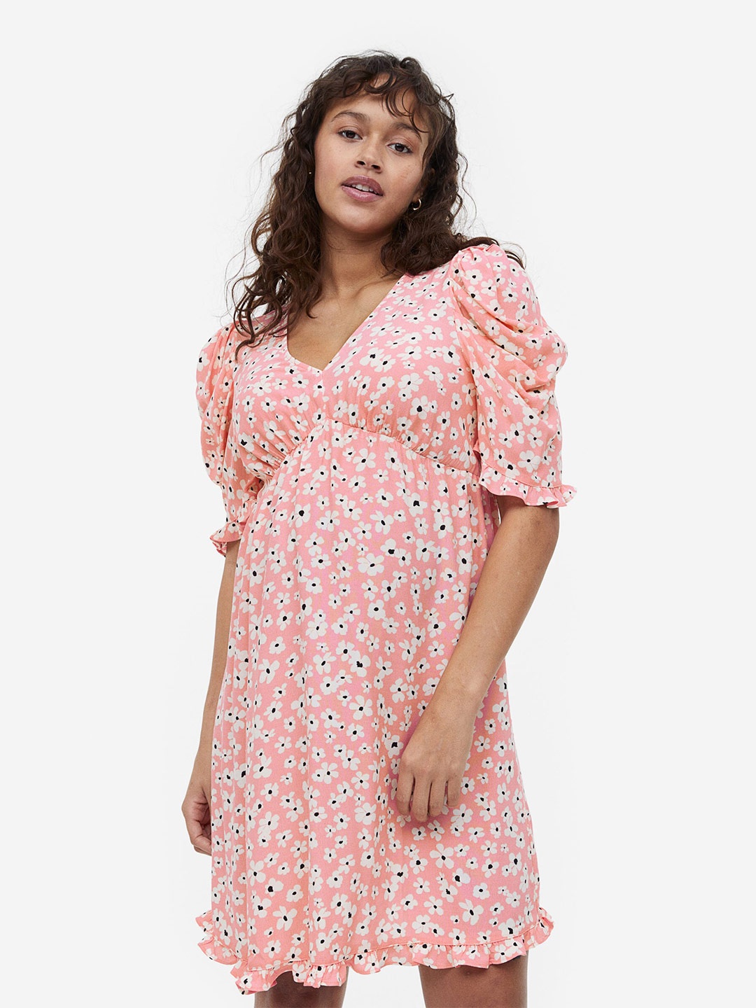 

H&M MAMA Frill-Trimmed Dress, Pink