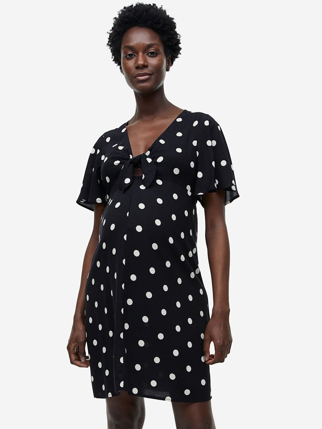 

H&M MAMA Knot-Detail Dress, Black