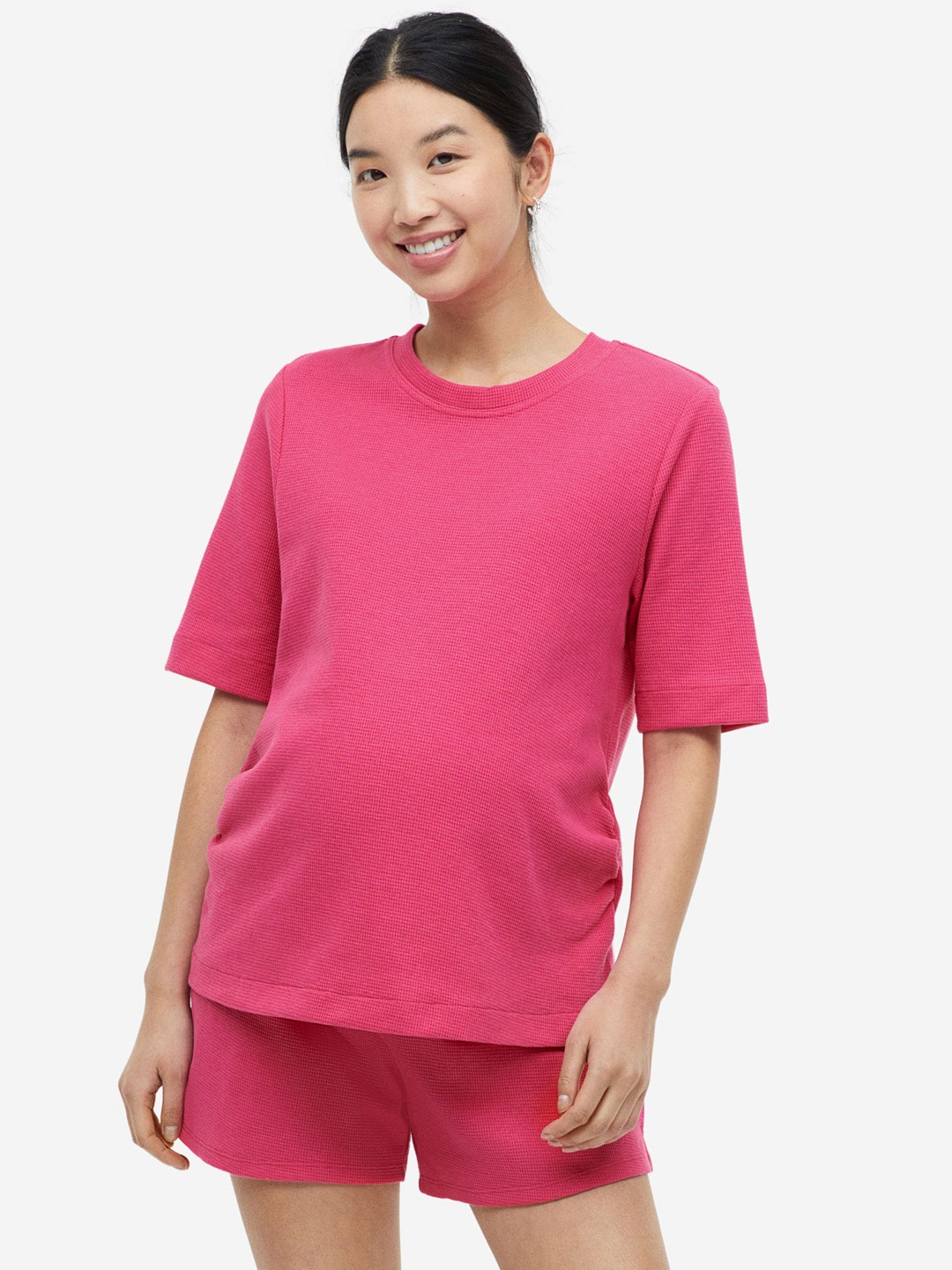

H&M MAMA Waffled Jersey Set, Pink
