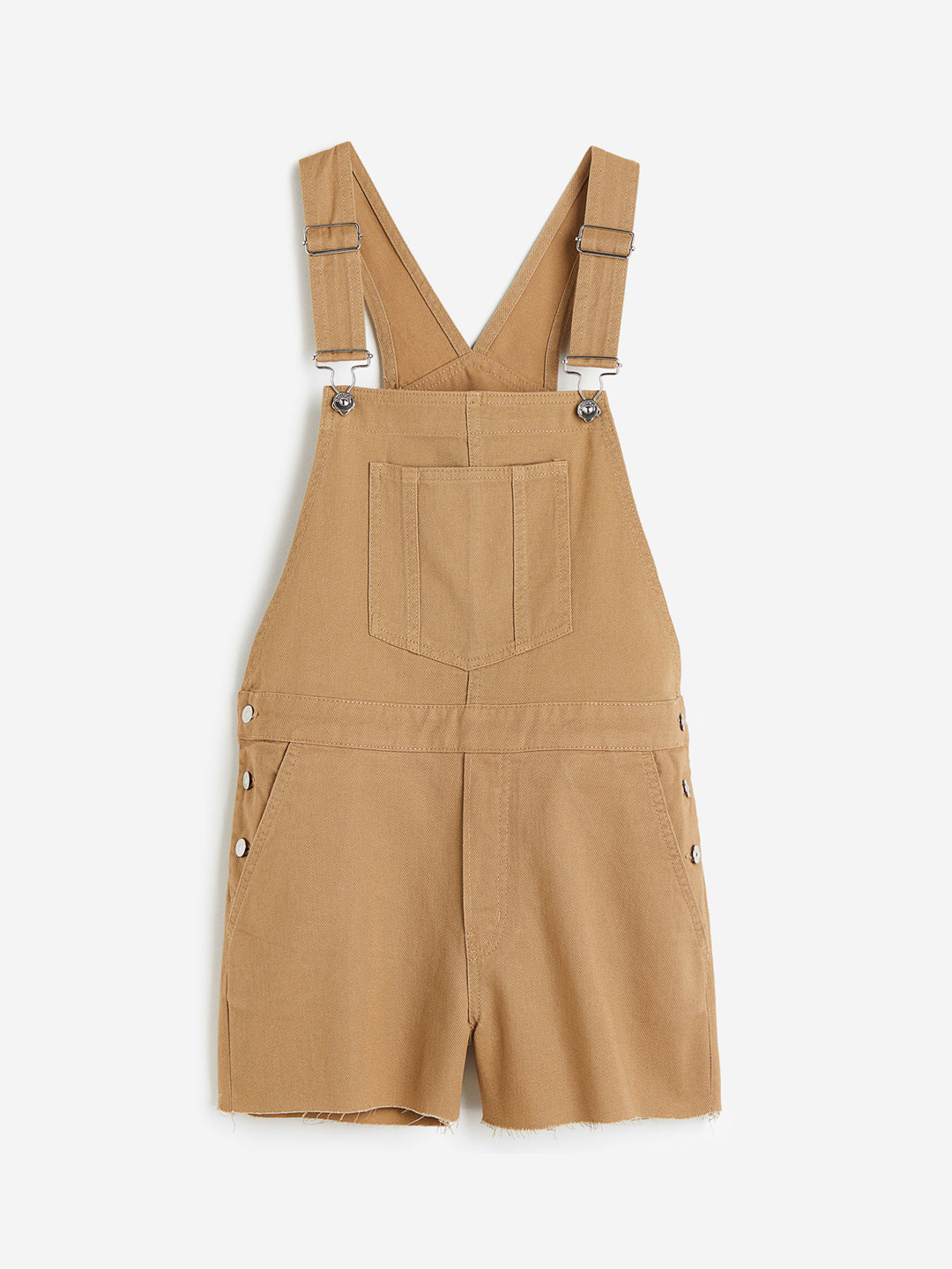 

H&M Women Twill Dungaree Shorts, Beige