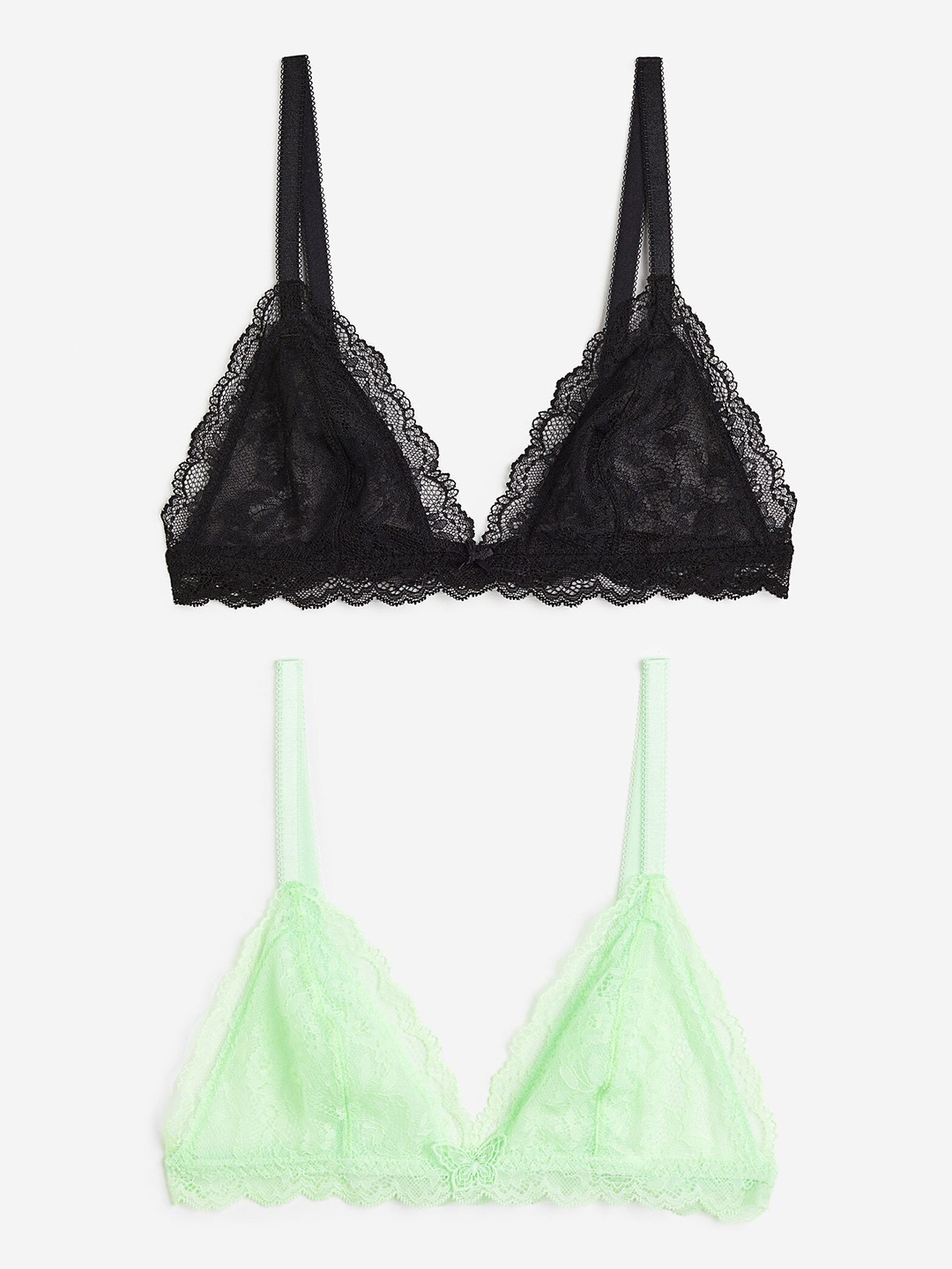 

H&M 2-Pack Soft Lace Bras, Black