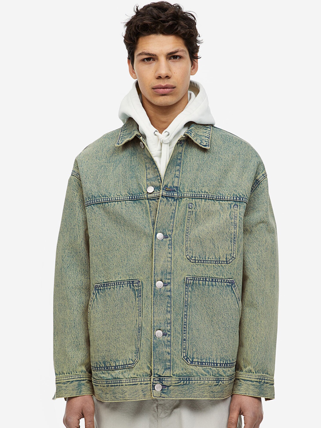 

H&M Relaxed Fit Pure Cotton Denim jacket, Green