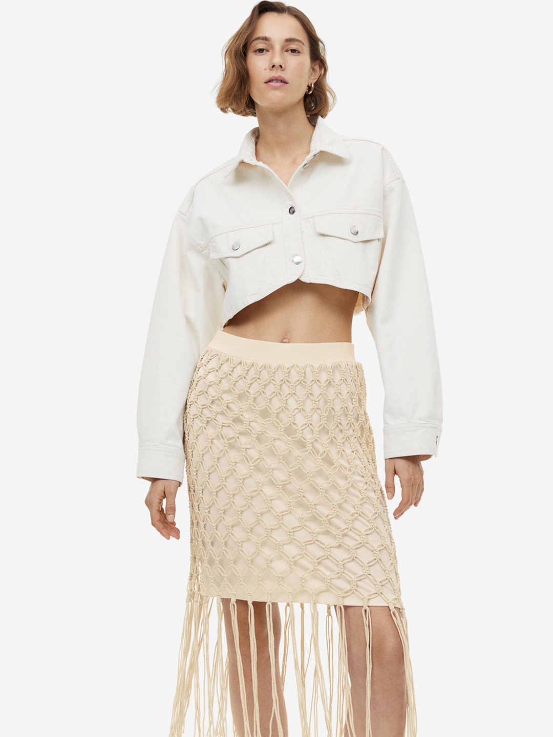 

H&M Macram Skirt, Beige